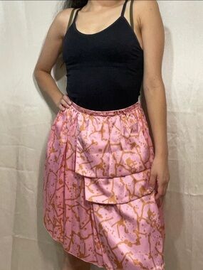 Missoni Pink and Rust-Print Silk Skirt